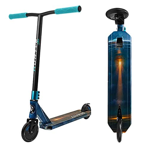 Hurtle Lightweight Kick Stunt Scooter - Lab Tested Safety Certified Street Freestyle Trick Scooter w/Alloy Deck, High Impact Wheels, ABEC-9 Bearing, HIC System - for Kids & Teens (Gravity in Aliens)