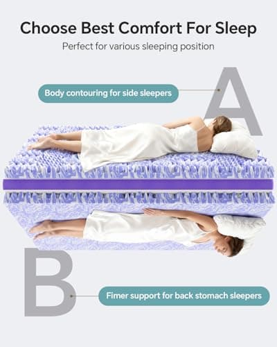 ChiXpace Dual Layer 4 Inch Memory Foam Mattress Topper Queen - 2 Inch Gel Memory Foam and 2 Inch Pillow Top Mattress Pad, 7-Zone Egg Crate Queen Size Mattress Topper(White) 4