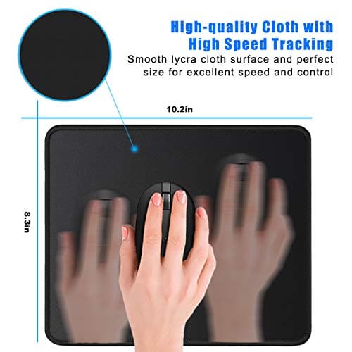JIKIOU Mouse Pad with Non-Slip Rubber Base, Premium-Textured & Washable Computer Mousepad with Stitched Edges, Mouse Pads for Computers, Laptop, Gaming, Office & Home, 10.2 x 8.3 in, Black 6