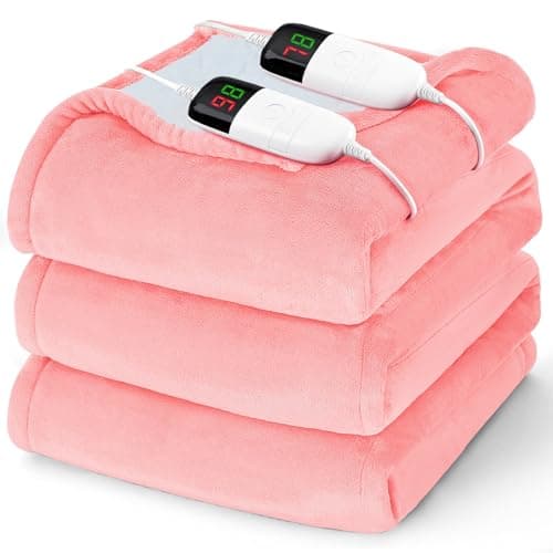 Heated Electric Blanket Queen Size - 84" x 90" Heating Blanket with Dual Control, 10 Heating Levels & 8 Hours Auto Off, Soft Warm Flannel Blanket, Christmas Birthday Gifts for Senior Grandma