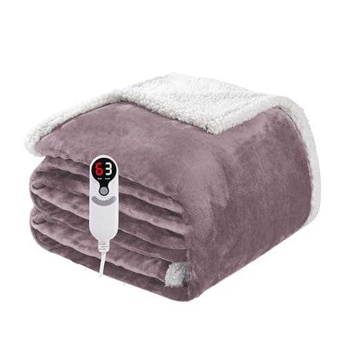 Electric Heated Blanket Twin Size 62"x84", Soft Flannel with Overheat Protection, 9 Adjustable Heat Settings & 10-Hour Auto-Off Timer, Fast Heating for Winter Comfort, Purple