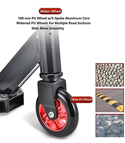 SZCQ Pro Scooters Stunt Scooter For Kids 8 Years and Up Adults Complete Trick Scooter for Intermediate,Beginner,Advanced and Professional Riders Teens Pro Scooter for Freestyle Tricks BMX Stunts Red 8