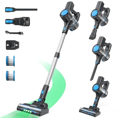 Hysinixs Cordless Vacuum Cleaner, Powerful Lightweight Stick Vacuum with Self-Standing, Anti-Tangle, 8-in-1 Rechargeable Vacuum Cleaners for Home, Hardwood Floors, Carpet, Pet Hair