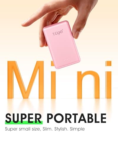 TG90° 5000mAh Portable Charger Built-in AC Wall Plug and Cables, Slim Fast Charging Power Bank, Pocket Size USB C External Battery Pack Compatible with iPhone 17 16 15 14 13 12 Samsung Google iPad 5