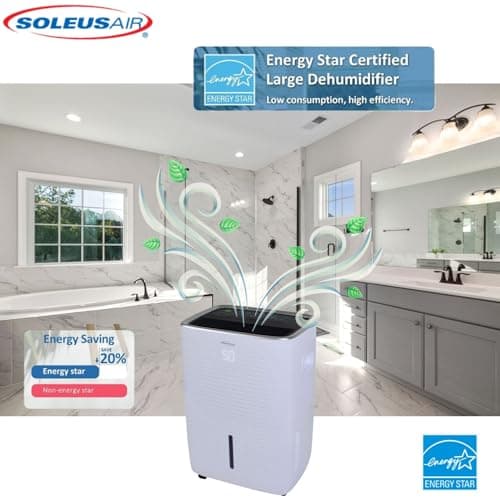 Soleus Air 35 Pint Dehumidifier, Energy Star Rated 2,500 Sq Ft, with Mirage Display and Tri-Pat Safety Technology 7