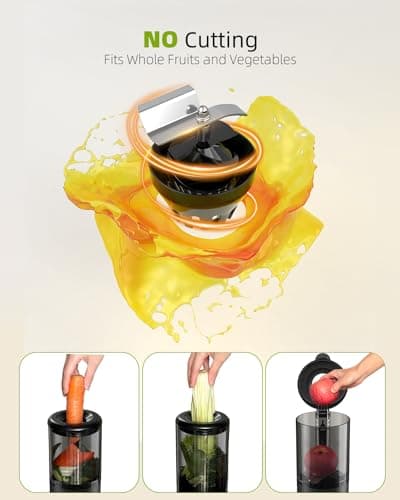 Cold Press Juicer with 8 Juice Bottles - Masticating Juicer Machines for Fruits and Veggies, 4.25" Large Feed Chute, Easy to Clean, Gun Grey 5