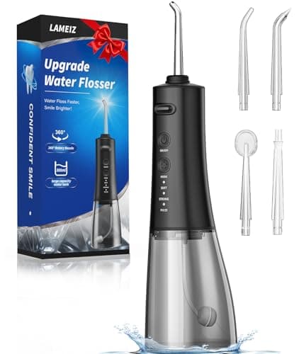 Water Flosser, Upgraded 300ML Water Dental Flosser for Teeth Clean, 3 Modes Cordless IPX7 Waterproof Portable Oral Irrigator Water Floss for Home Travel (Black)
