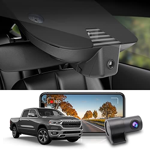 Fitcamx Front 4K+Rear 1080P Dash Cam Adapts for Dodge RAM 1500 (MODEL B) 2019-2024 Rebel Big Horn Laramie, OEM Look, Dual HD Video, WiFi Connect&APP, Loop Recording G-Sensor, Easy to Set, 128GB Card