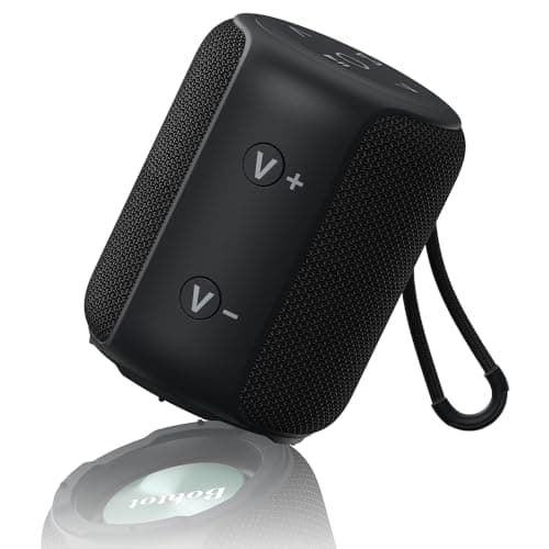 Bobtot Portable Speaker Bluetooth, IPX6 Shower Speaker Waterproof, 15H Playing Time, Loud and Stereo Sound with Bass, Dual Pairing for Party, Camping, Travel, Black