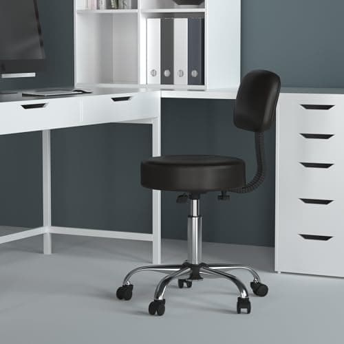 Boss Office Products B245-BK Be Well Medical Spa Stool with Back, Black 2