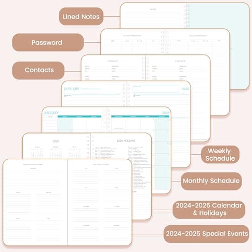 Yoment 2025 Planner - Large Hardcover Weekly & Monthly 8.5"x11" Planner for Women & Men, Dec 2024 - Dec 2025, 13 Months Academic Calendar with Tabs, Pink 6