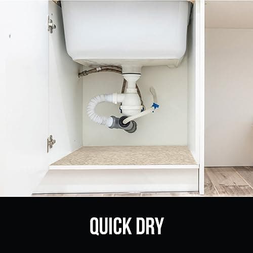 GORILLA GRIP LeakGuard Non-Adhesive Under Sink Mat for Kitchen Cabinet, Waterproof Quick Dry Shelf Liner, Durable Absorbent Felt Mats for Bathroom Sinks, Cabinets, Dresser, Easy to Trim, 24x30 Beige 6