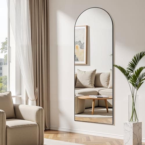 Simple Deluxe Arched Full Length Mirror, Floor Mirror with Stand, 59"x16" Large Mirror, Wall Mirror Full Length, Body Floor Mirror, Wall Mounted Mirror for Bedroom, Black 5
