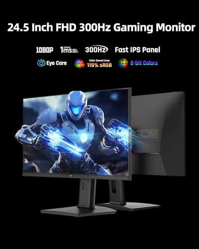 KTC 24.5 Inch 300Hz Gaming Monitor - FHD 1080P Fast IPS PC Monitor Gaming 1ms, Adaptive Sync, HDR, 240Hz Monitors Gamer with Display Port1.4x1 HDMI 2.0x2, 119% sRGB, VESA Mount, DP Cable, H25Y7 3