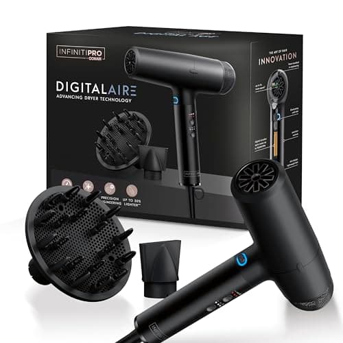 INFINITIPRO by CONAIR DigitalAIRE Hair Dryer | Frizz-Eliminating Hair Dryer with Diffuser | Hair Blow Dryer with Up to 5X More Speed for Higher Air Pressure & Drying Power | Black 7