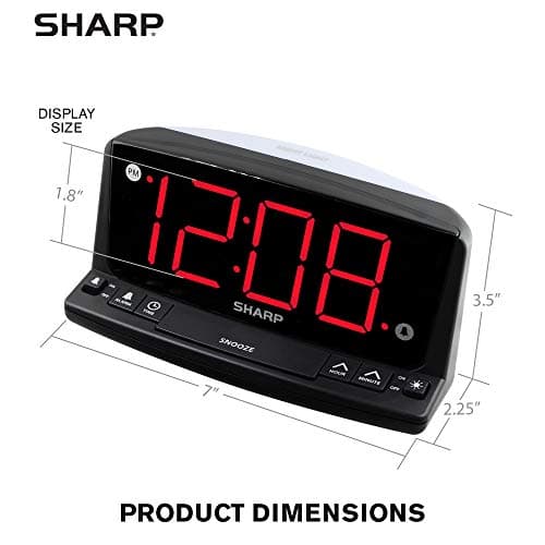Sharp LED Digital Alarm Clock – Simple Operation - Easy to See Large Numbers, Built in Night Light, Loud Beep Alarm with Snooze, Bright Big Red Digit Display 6