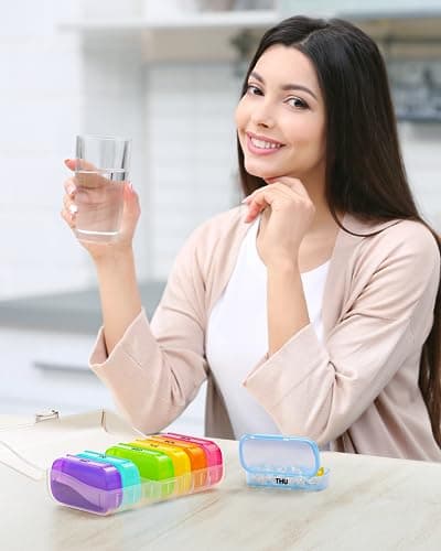 ZIKEE 7 Packs Extra Large Pill Organizer, Portable Pill Box 7 Day for Pocket, Purse, Weekly Pill Case with Dual-Protection Design, Pill Container for Medication, Vitamin, Fish Oil, Supplement 6