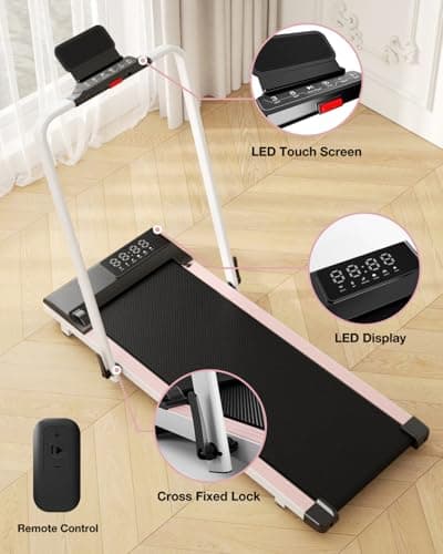 DeerRun Foldable Walking Pad Treadmill for Home & Office, Under Desk Walking Pad Treadmill with 9% Manual Incline and Handlebar, 0.6–7.5 MPH, 300 lb Capacity, App & Remote Control 6