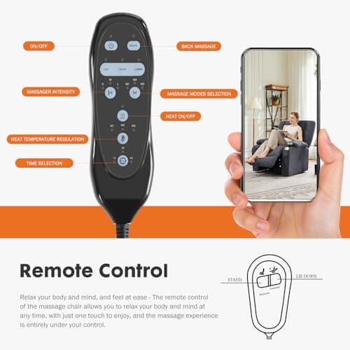 Sweetcrispy Recliner Chair with Vibrating Massage and Heating, Home Theater Seating with Lumbar Support, Adjustable Electric Power Lift Chairs with Cup Holders Remote Control for Living Room, Grey 6