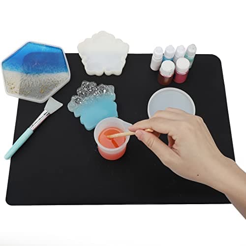 Gartful 2 Pack Silicone Crafting Mats, 15.7" x 11.8" Silicone Mat for Crafts, Large Heat Resistant Sheet for Jewelry Casting, Epoxy Resin, Painting, Counter Table Protector, Placemat, Nonstick, Black 4
