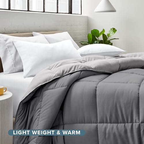 Bare Home King/California King Comforter - Reversible Colors - Goose Down Alternative - Ultra-Soft - Premium 1800 Series - All Season Warmth - Bedding Comforter (King/Cal King, Grey/Light Grey) 7