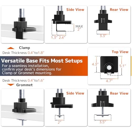 Dual Monitor-Arm Heavy-Duty for 17-57-Inch Screens - 23.8'' Tall Vertical Dual Monitor Mount, Fully Adjustable Stacked Double Monitor Desk Mount Stand, Max Load 44 lbs/Screen, VESA 75/100 mm, Black 5
