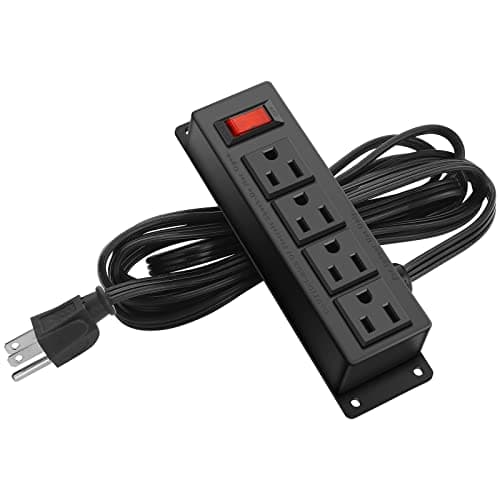 Wall Mount Power Outlet Strip, 4 Outlet Mountable Power Strip with Switch, Under Desk Power Strip Connect with 6ft Cord Mount Under Desk, Workbench, Nightstand, Dresser, Table.(Black)