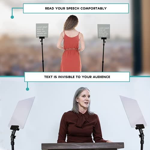 TELEPROMPTER PAD iPresent PRO Portable Presidential Teleprompter for iPad Tablet & Monitor with Remote Control, Hardcase & APP, Live Events Public Speaking & Conference, Speech Prompter Stage Autocue 3
