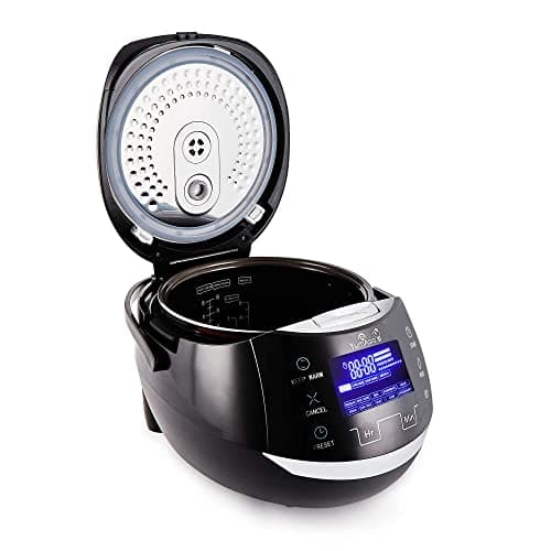 Yum Asia Sakura Rice Cooker with Ceramic Bowl and Advanced Fuzzy Logic (8 Cup, 1.5 Litre) 6 Rice Cook Functions, 6 Multicook Functions, Motouch LED Display, 120V Power (Black and Silver) 6