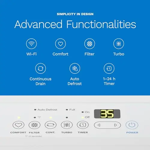 hOmeLabs 22 Pint Wi-Fi Dehumidifier for up to 3,000 Sq Ft Rooms (MAX 56 Pint at 95°F, 90% RH) – Compact, Smart Moisture Control for Home, Bedroom, or Bathroom 5