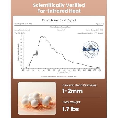 BOB AND BRAD Far Infrared Weighted Heating Pad for Back Pain Relief, FSA-HSA Eligible, 12"x24" Electric Heat Pad With Auto Off, 6 Heat & Hands-Free Strap, Moist Heat Therapy for Neck, Shoulder, Cramps 6