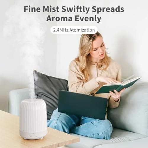 Essential Oil Diffuser for Bedroom, Quiet Humidifiers for Home, 250ML Aromatherapy Diffuser with 7 LED Colors & Safety Auto-Off Timer, Quiet for Bedroom, Baby Room, Hotel & Plants-White 2