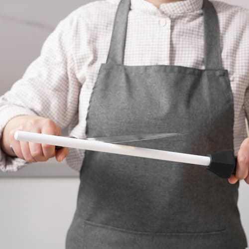 Sharpeak Total L.17.5-Inch/Rod L.12-Inch 3000-Grit Ceramic Sharpening Steel with Built-In Angle Guides and Anti-Breaking Cap, Sharpening Rod, Knife Steel, Ceramic Honing rod, Chaira Afilador Cuchillos 6