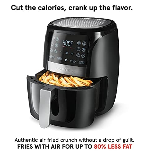 Gourmia Air Fryer Oven Digital Display 5 Quart Large AirFryer Cooker 12 Touch Cooking Presets, XL Air Fryer Basket 1500w Power Multifunction Stainless Steel FRY FORCE 360° (5 QT) 5