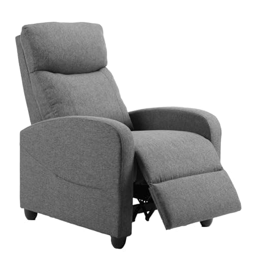 Sweetcrispy Recliner Chair Fabric Recliner Sofa No Massage, Home Theater Seating with Lumbar Support, Adjustable Push Back Overstuffed High-Density Sponge Reclining for Living Room, Slate Gray