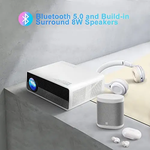 ANXONIT Native 1080P Projector, 500 ANSI Lumens FHD Video Projector, 5G WiFi Screencast, Dual 8W Speakers with Bluetooth, 300" Screen Home Theater,Compatiable with Android / IOS 5