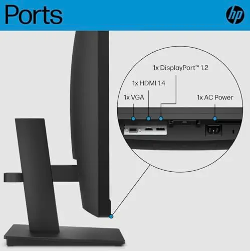 HP 27" FHD IPS (1920x1080) Monitor, 75 Hz Display, 1 HDMI 1.4, 1 Display Port 1.2, 1 VGA, Anti-Glare, Flicker-Free, Ideal for Office Work, Black. Bundle with Docztorm Hub 8