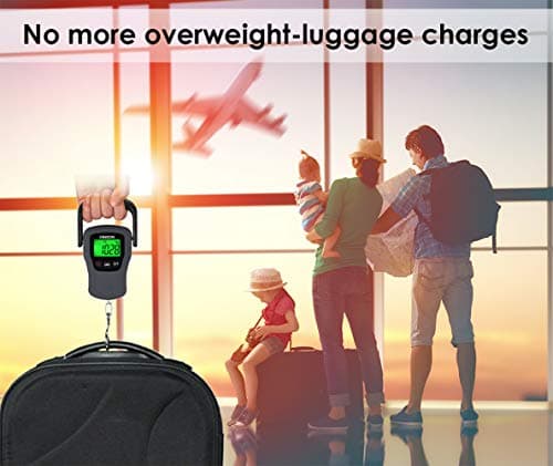 Digital Hanging Luggage Scale with Comfortable Handle and Large Hook, 110lb/50kg, Backlit Portable Scale for Travel Fishing with Tare/Hold Function, AAA Batteries Included, Grey 7
