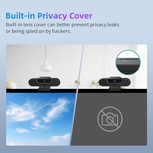 VIZOLINK 4K Webcam, UHD PTZ PC Camera with Speaker and 4 Microphones, Supporting Remote Control, Digital Zoom, Autofocus, Privacy Cover and Tripod, for Video Calls and Conferences and Live Streaming 8