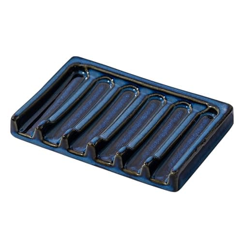 Tanew Self Draining Premium Ceramic Soap Dish, Bar Waterfall Soap Dish, Shower Soap Holder Sponge Holder Soap Tray Savers for Bathroom, Shower, Kitchen, Sink and Countertop