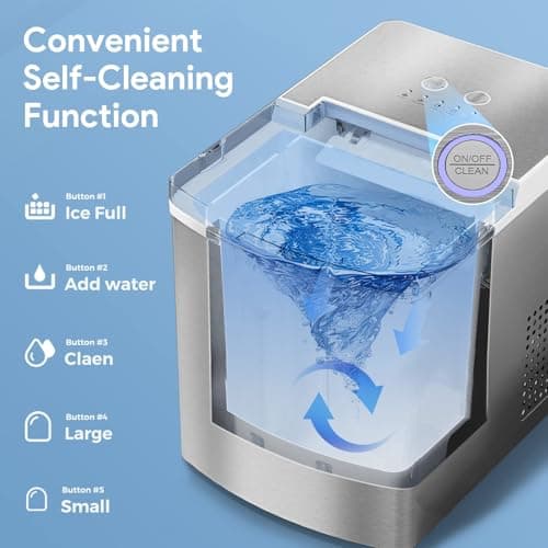 33lbs Self-Cleaning Ice Makers Countertop, Portable Ice Machine with 2 Size Bullet Ice Cubes 9 Cubes Ready in 7 Mins | Silver 6