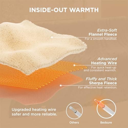 Bedsure Electric Blanket King Size - Dual Control Heated Blanket King Size, Fast Heating with 10 Time Settings & 10 Heat Settings, Warm Gift for Grandma (100x90 inches, Grey) 6