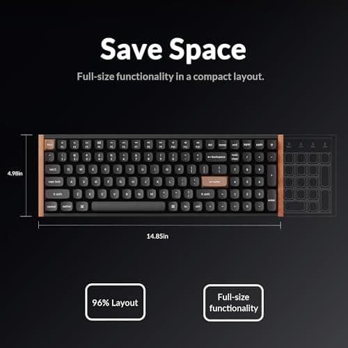 Keychron K4 HE – 96% Compact Hall Effect Wireless Mechanical Keyboard with Number Pad, Magnetic Switch, Rapid Trigger, Custom RGB, QMK/VIA, 2.4GHz/BT5.2/Wired, for Mac/Windows/Linux, Wood Frame, Black 5