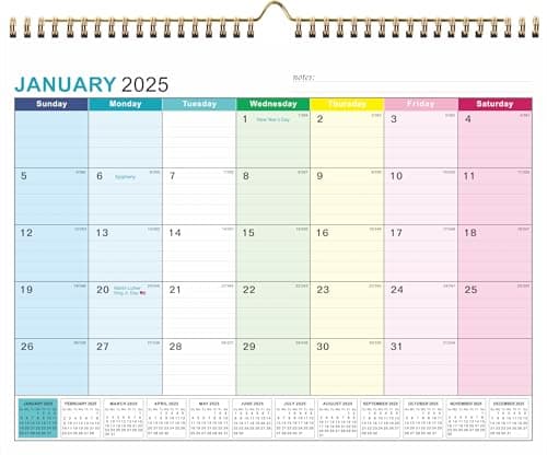 Kyweel Wall Calendar 2025-2026, January 2025-June 2026, 15" x 12", Highlight Holidays, Planning Calendar, Thick Paper