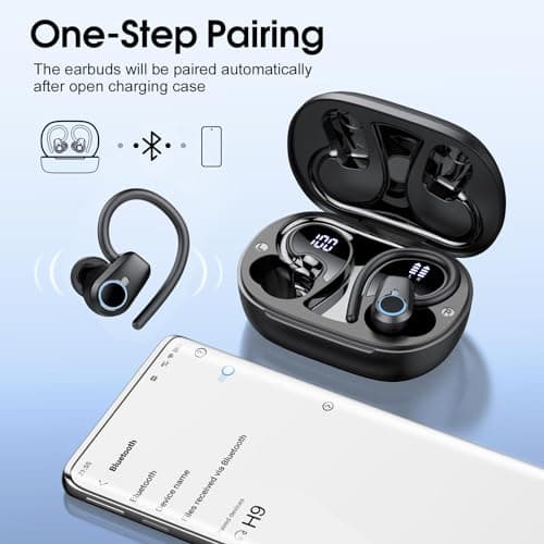 Wireless Earbuds, In Ear buds Wireless Earbuds Bluetooth, Bluetooth 5.3 Headphones Sport, 50H Playtime LED Display, Deep Bass Stereo Noise Cancelling Headphones, IP7 Waterproof Earphones, Jet Black 6