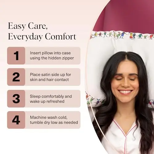 The Grinch x Kitsch Satin Pillowcase with Zipper for Hair & Skin - Softer Than Silk Pillow Cases, Machine Washable Cooling Satin Pillow Case, Wrinkle-Free Pillow Cases Standard Size 19x26, Who-Ville 7