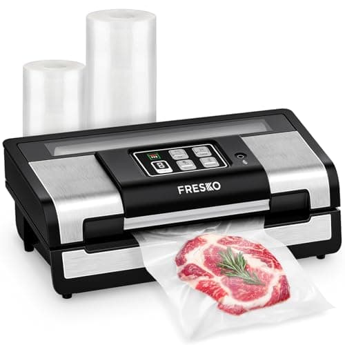 FRESKO Smart Vacuum Sealer Pro, Full Automatic Food Sealer Machine for Food Stoarge and Saver，Powerful Seal a Meal Sealer Machine with Auto Dry/Moist Detection, Roll Bag, Stainless Steel