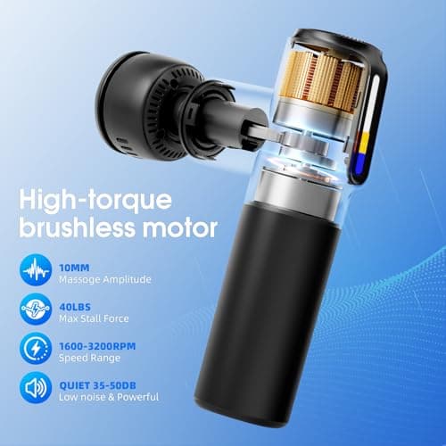 AERLANG Massage Gun Deep Tissue Massager with Heat and Cold Percussion Massage Gun Electric Mini Hand held Massager 5 Speed & 5 Massage Heads Messager Gun 8