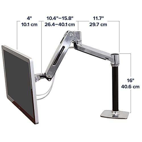 Ergotron – LX HD Sit-Stand Single Monitor Arm, VESA Desk Mount – for Monitors Up to 49 Inches, 14 to 30 lbs – Polished Aluminum 6