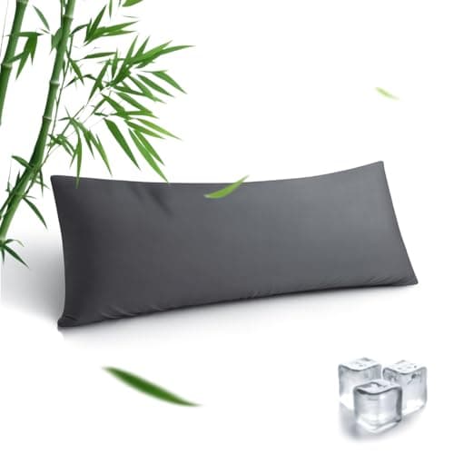 Body Pillowcase, Cooling Viscose from Bamboo Pillow Cover with Zipper Closure, Soft Moisture-Wicking for Hot Sleepers, Hair and Skin-Friendly, Gray, 1 Pack